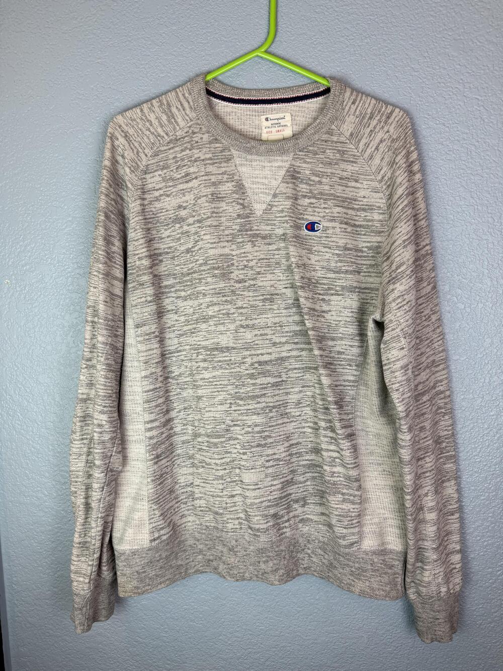 Champion Sweater Mens Small Gray Athletic Apparel Crewneck Pullover Lightweight